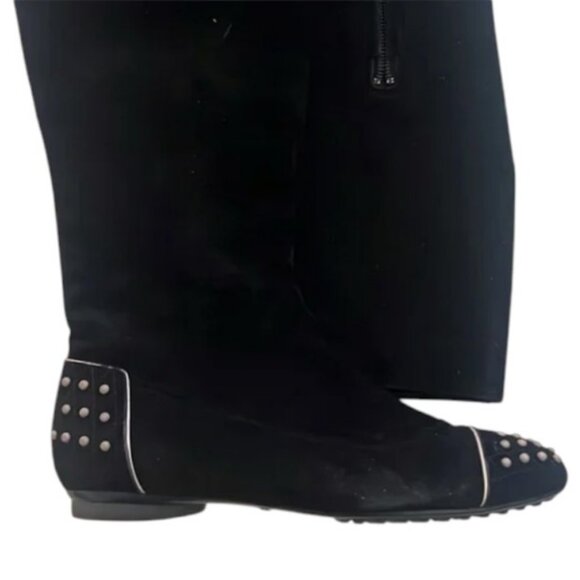 Tod's Gommino black suede flat high boots size 36.5 - Picture 5 of 13